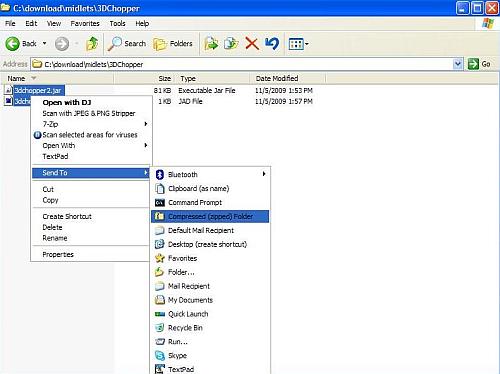 Creating a ZIP file with Windows