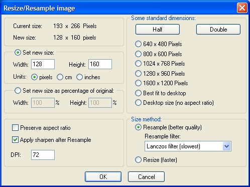 Irfanview Resize Dialog