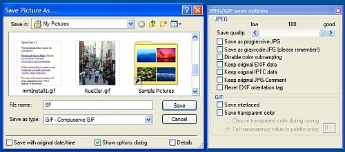 Irfanview Save As.. Dialog